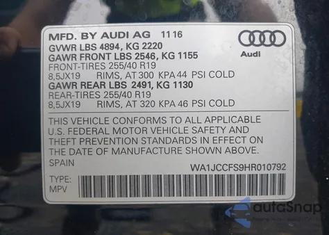 2017 Audi Q3 2.0T Premium z USA, uszkodzony, nr VIN WA1JCCFS9HR010792